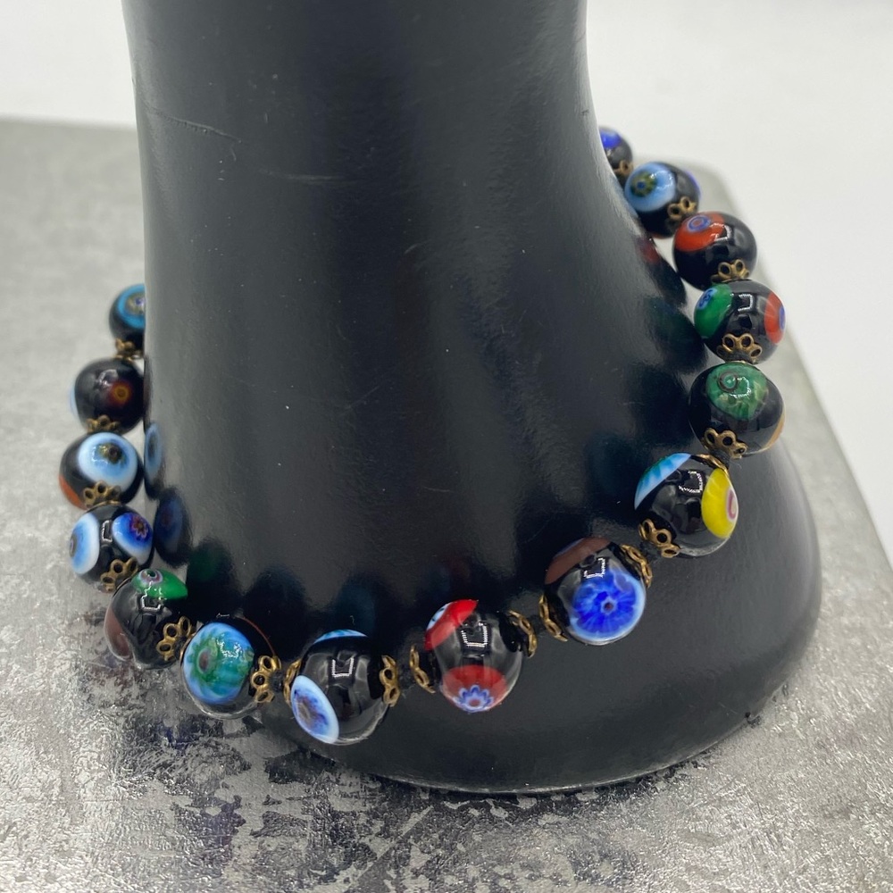 Vintage Multicolored Murano Glass Hand-knotted Bracelet Italian Craftmanship